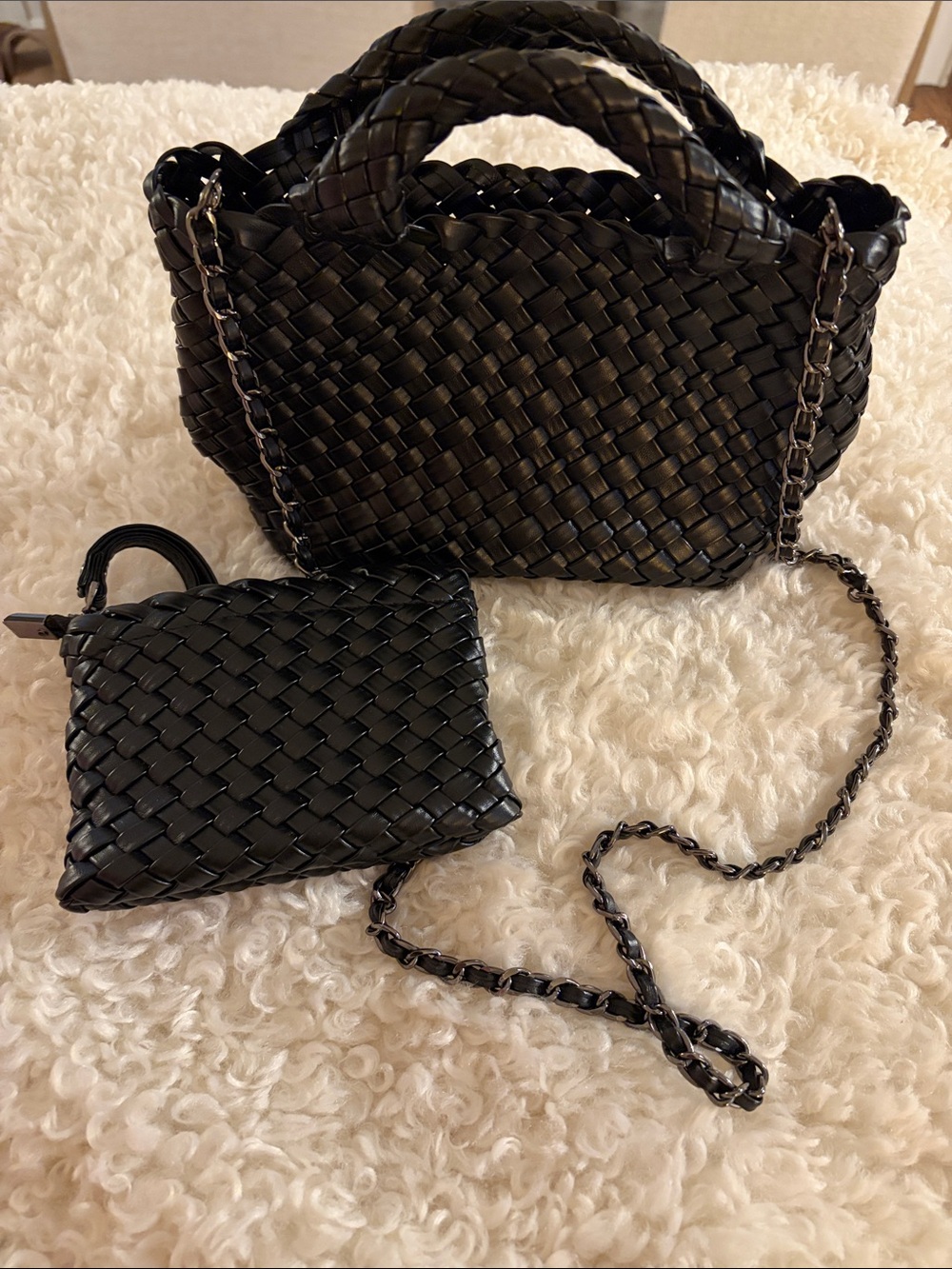 Woven Black Women’s Handbag and Wristlet - Designer Style